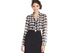 Houndstooth tie-front blouse - $59 - Photo: macys.com