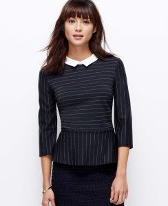 Stripe collared peplum top - Photo: Anntaylor.com