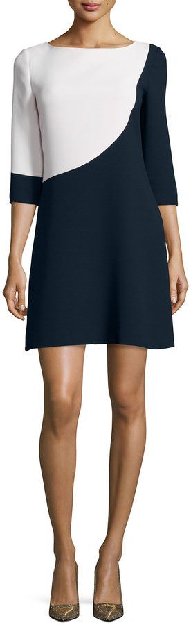 Corporate Catwalk: 3/4 Sleeve Colorblock Swing Dress