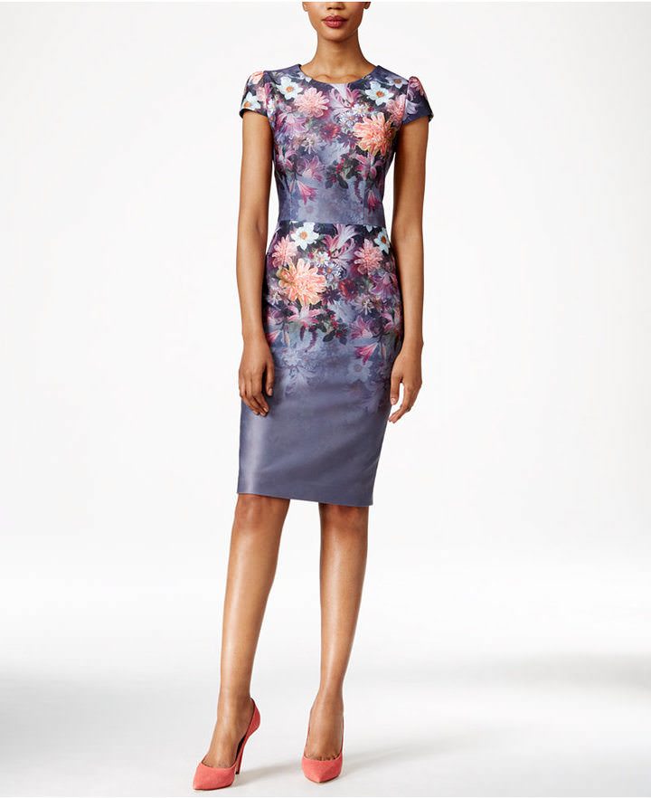 Corporate Catwalk: Cap Sleeve Floral Midi Sheath Dress