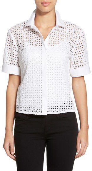 Corporate Catwalk: Eyelet Short Sleeve Top