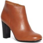 Short leather stacked heel booties - Photo credit: shopstyle.com