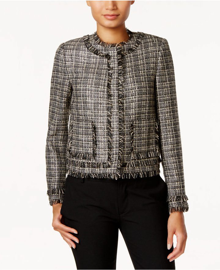 Wear to Work: Tweed Fringe-Trim Blazer