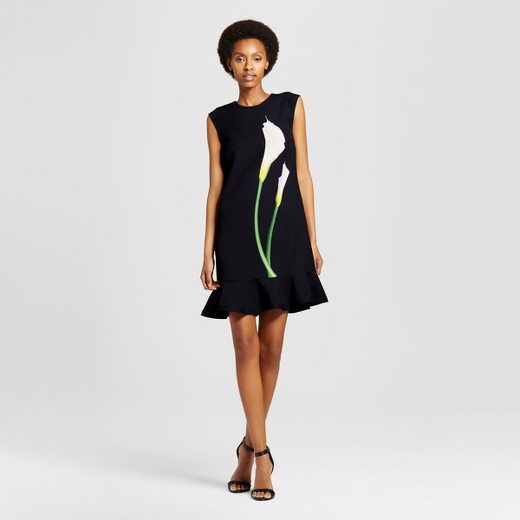 Wear to Work:Satin Ruffle Hem Dress