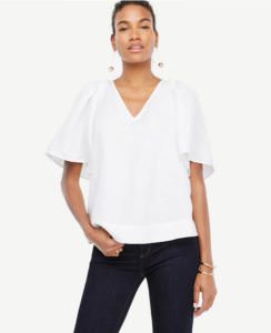Workwear Pick: Wide-Sleeve V-Neck Top - Photo credit: anntaylor.com