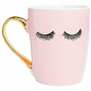 Pink Eyelashes Gold Coffee Mug - Photo credit: www.amazon.com