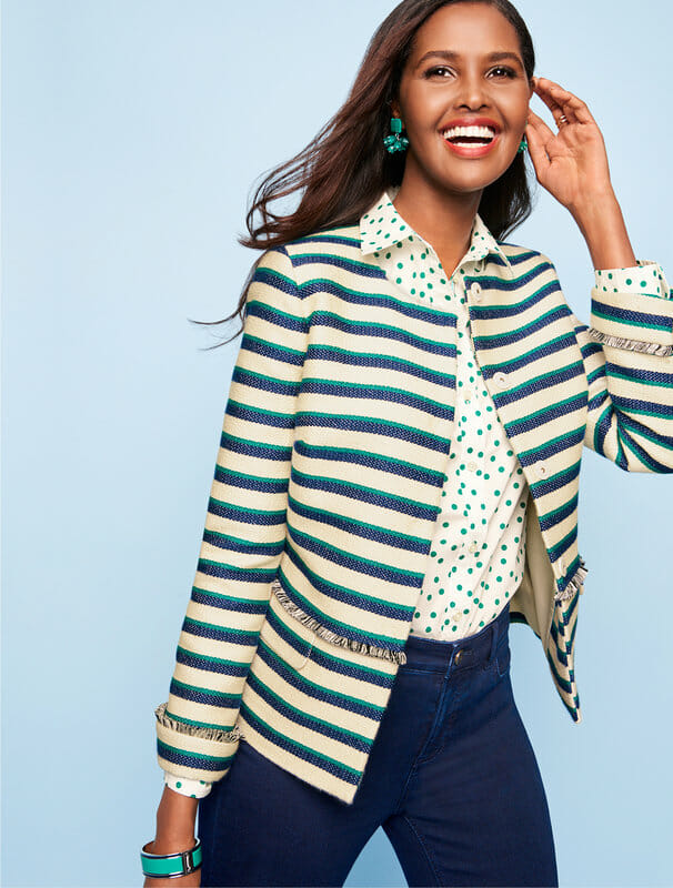 Workwear: Stripe Fringed Jacket - Photo credit: talbots.com